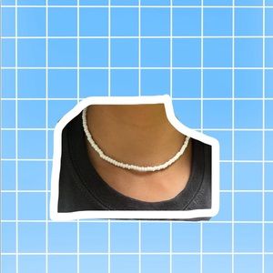 White Seed Bead Choker Necklace VSCO